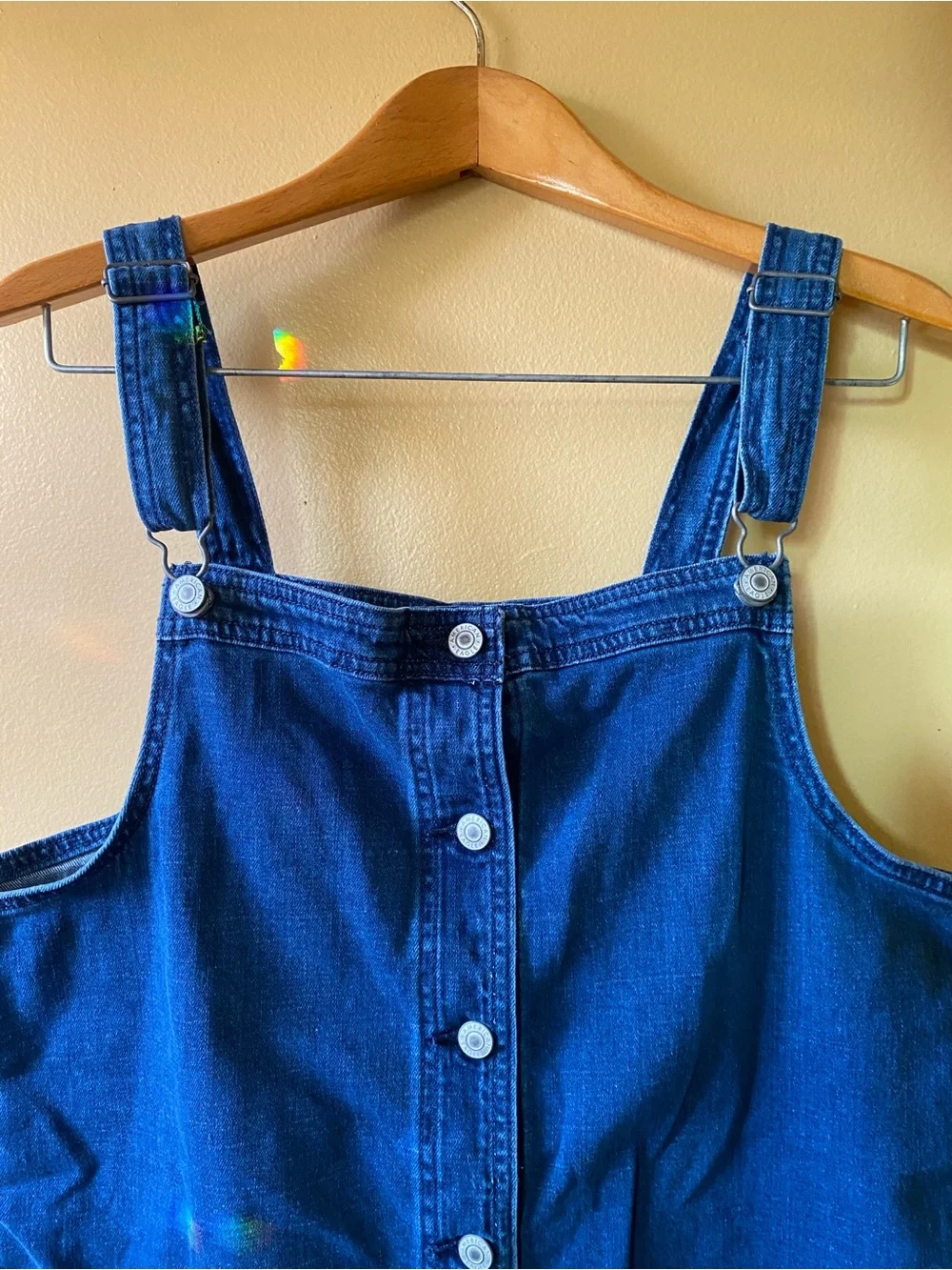 American Eagle Overall Denim Button-Front Pinafore Dress Size L - Picture 2 of 5
